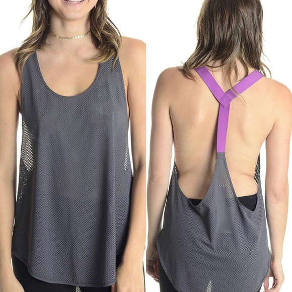Free People Tops - Free People Movement Tank Charcoal / Purple Free People Tops - Free People Movement Tank Charcoal / Purple